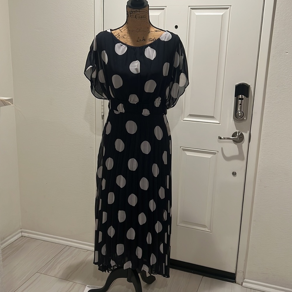 Taylor Blue and White High Low Sundress with Flutter Sleeves - Picture 3 of 4
